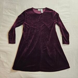 Jacqueline Ferrar Velvet Midi Dress Burgundy Long Sleeve Petite 8P Whimsygoth